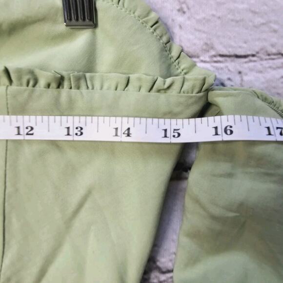 Herencia Collection Green Bustier Crop Top Puff Sleeve Embroidered Detail Size M - Picture 8 of 10